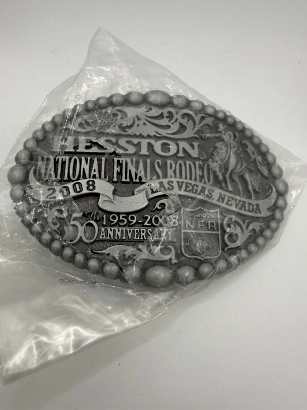 Vintage 2008 Hesston National Finals Rodeo Belt Buckle